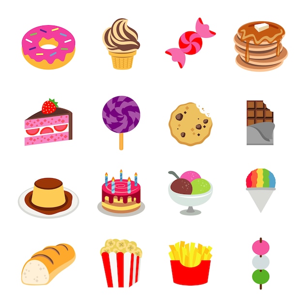 Nourriture Douce Dessert Fastfood Bakery Snack Vector