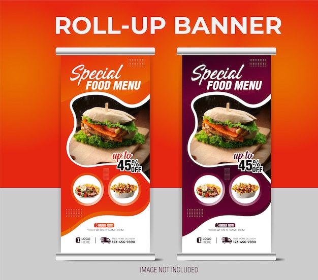 Nourriture Et Restaurant Roll Up Ou Modèle De Bannière X