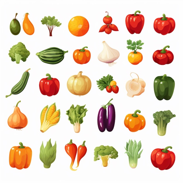 Vecteur nourriture végétarienne illustration vectorielle saine légume biologique vert ensemble concombre carotte v
