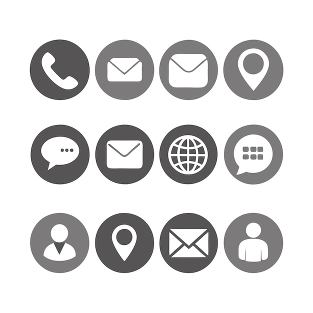 Nous contacter Icon Set Collection Vector pour les documents d'interface utilisateur, les sites Web et les applications mobiles