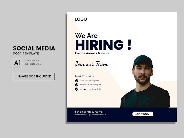 Nous Embauchons Un Modèle De Publication Sur Les Réseaux Sociaux Pour Un Emploi Vecteur Premium