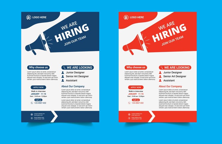 Vecteur nous recrutons un ensemble de conception de flyers modèle de flyer de poste vacant ou nous embauchons une conception de modèle de flyer