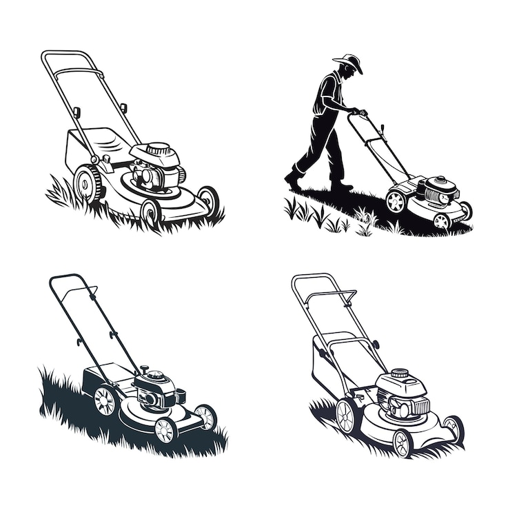 Vecteur nous tondeurs de pelouse svg