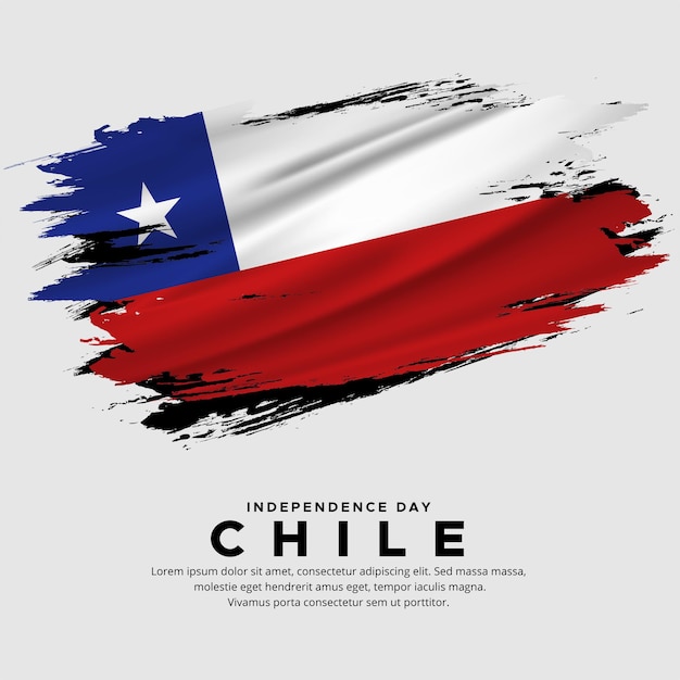 Nouveau Design Du Vecteur De La Fête De L'indépendance Du Chili Drapeau Du Chili Avec Vecteur De Brosse Abstraite