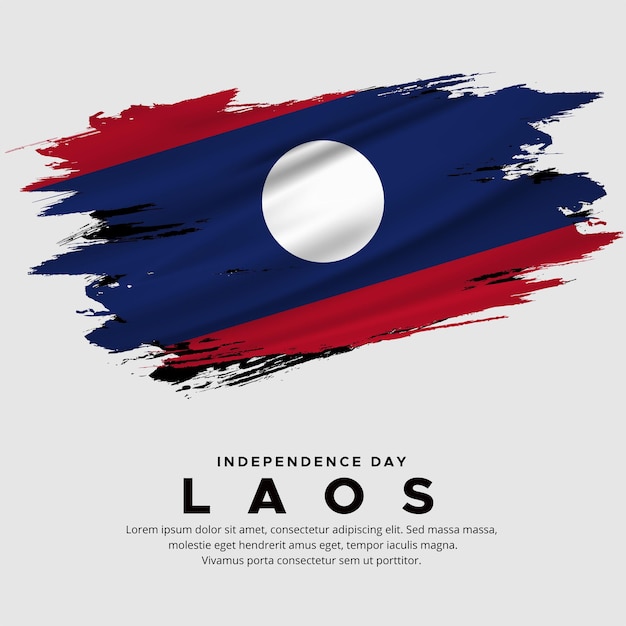 Nouveau Design Du Vecteur De La Fête De L'indépendance Du Laos Drapeau Du Laos Avec Vecteur De Brosse Abstraite