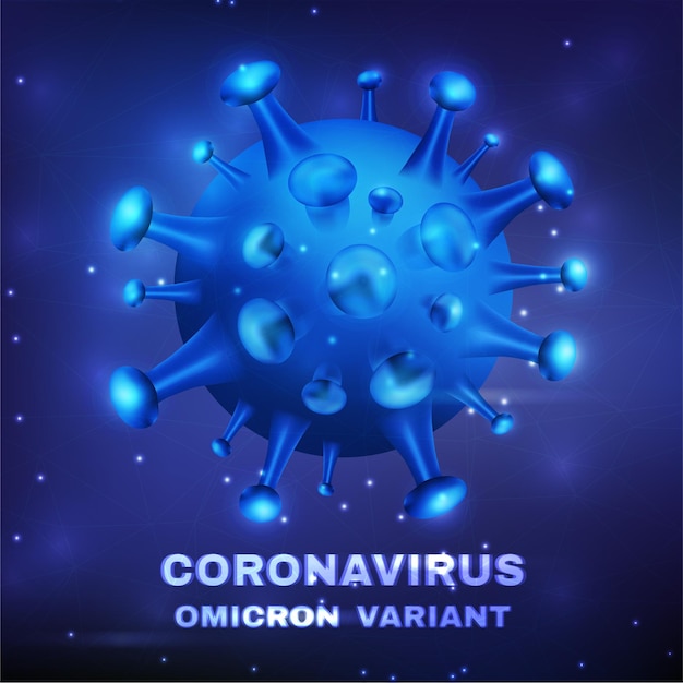 Nouveau Fond De Vecteur Omicron Covid19 Variant Du Coronavirus Avec Des Cellules Virales Réalistes
