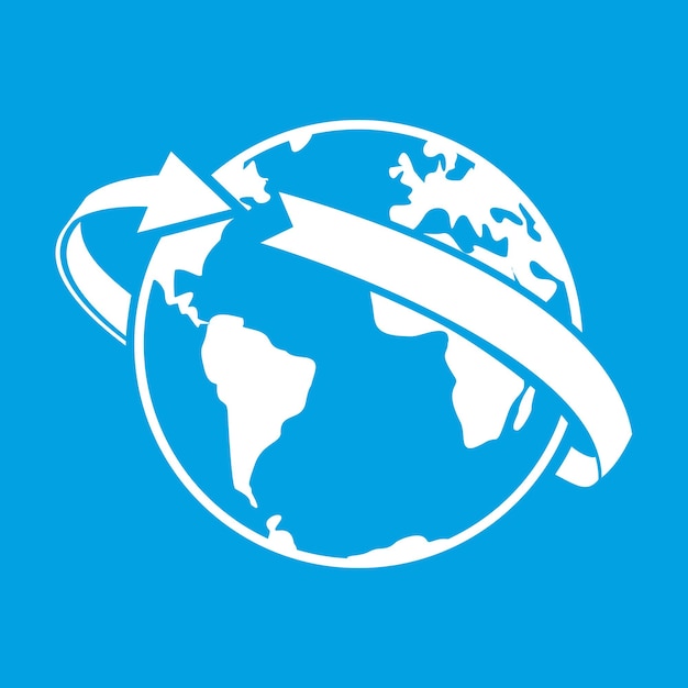 Nouveau globe blanc isolé sur fond bleu