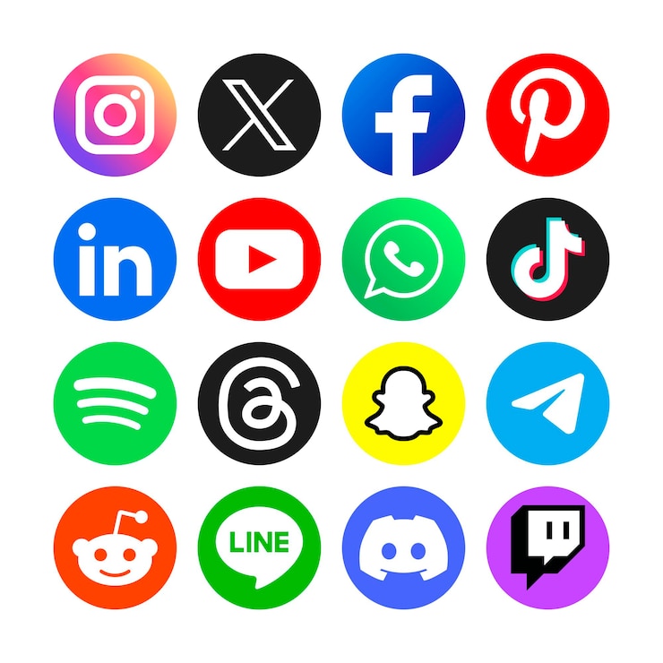 Vecteur nouveau logo des médias sociaux et collection d'icônes en couleurs