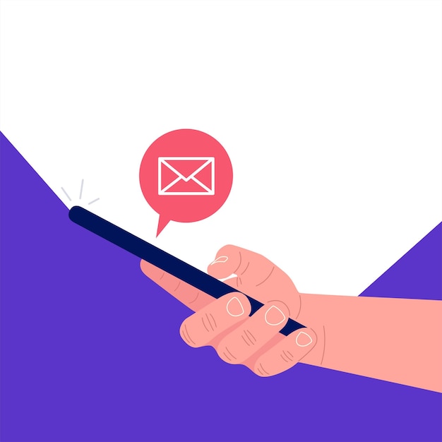Nouveau message sur l'écran du smartphone. Illustration vectorielle.