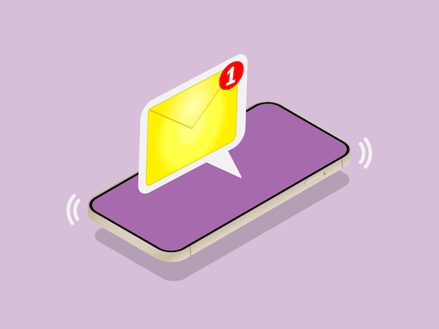 Nouveau Message Sur L'écran Du Smartphone. Notification Des Messages Non Lus Par E-mail. Graphiques Vectoriels De Stock.