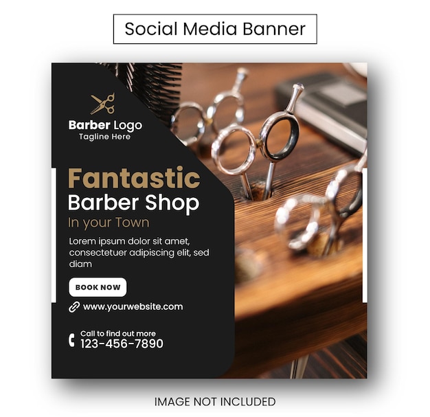 Nouveau Modèle De Conception De Bannière De Poste De Médias Sociaux Barber Shop.