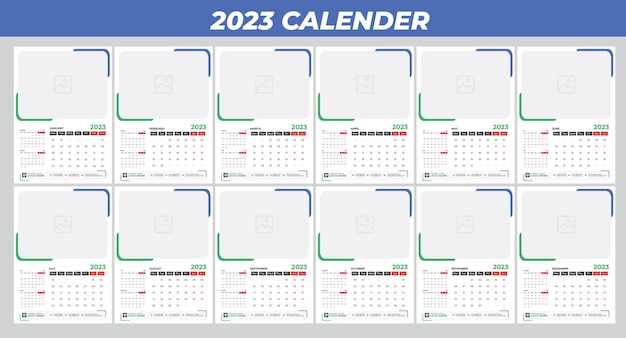 Vecteur nouveau modèle modifiable de calendrier 2023