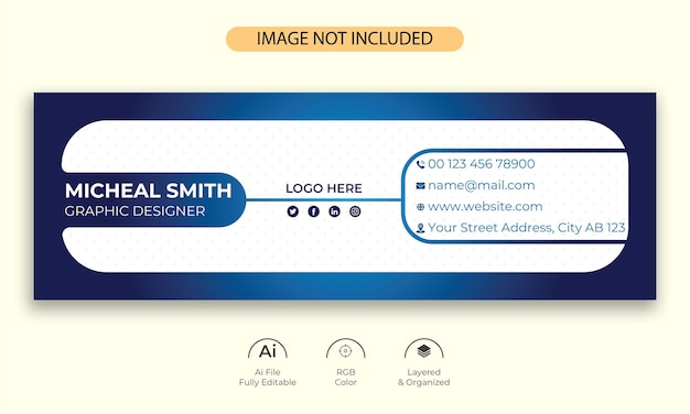 Nouveau Modèle De Signature D'e-mail Moderne Ou Pied De Page D'e-mail Et Conception De Couverture De Médias Sociaux Personnels