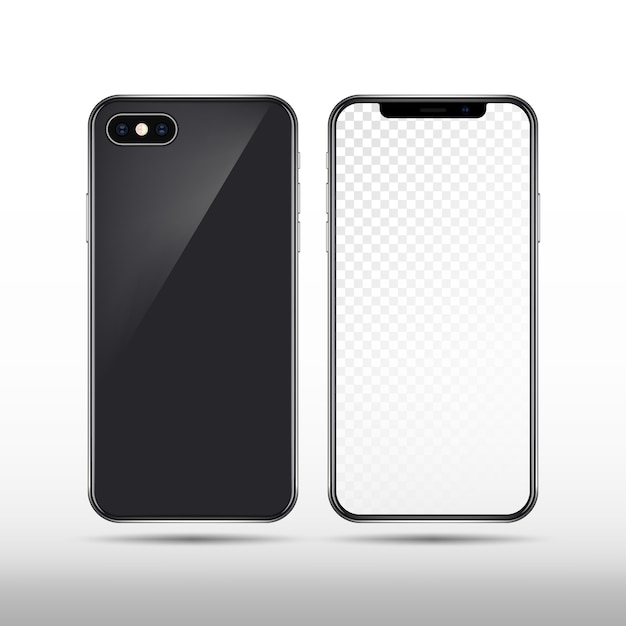 Nouveau smartphone réaliste isolé. Modèle de téléphone mobile moderne