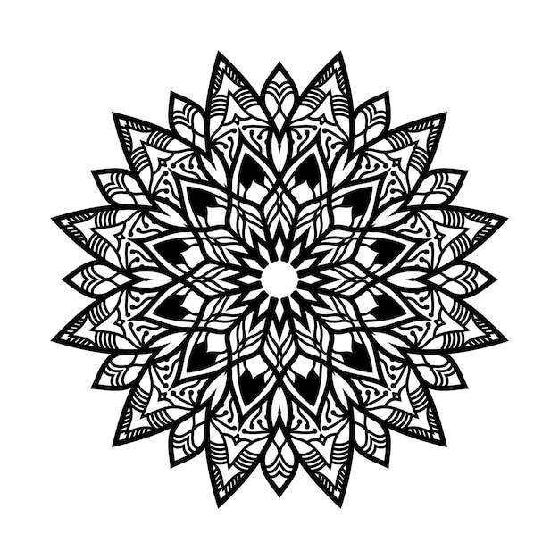 Nouveau Style D'art De Mandala De Luxe Dessiné à La Main Avec Vecteur De Conception De Fond De Couleur Noir Et Blanc