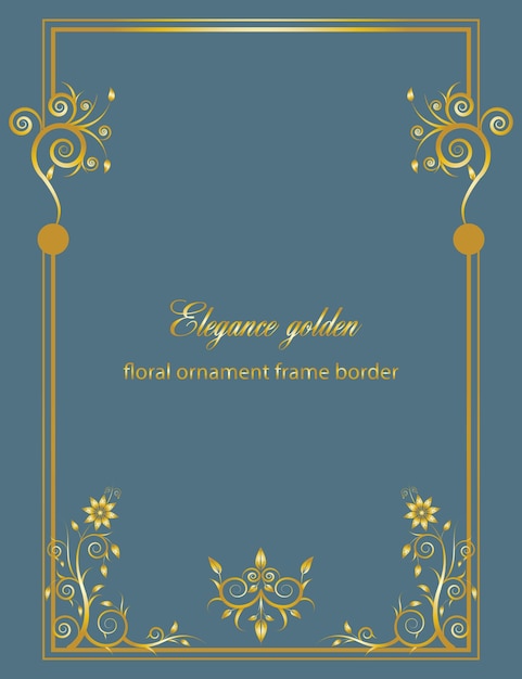 Nouveau style ornement floral cadre frontière carte vecteur de conception de fond sur la couleur bleu acier