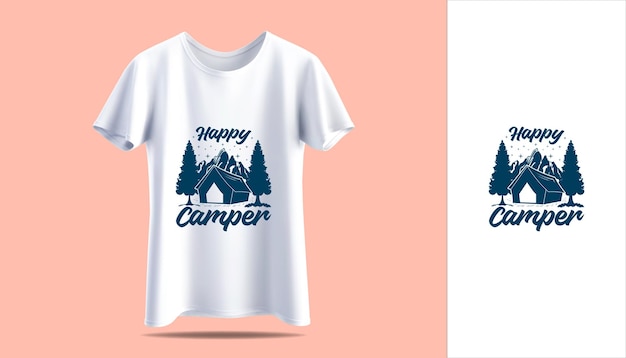 Nouveau t-shirt blanc pour homme en t-shirt de maquette de vecteur vintage Conception d'impression de typographie de camping d'aventure