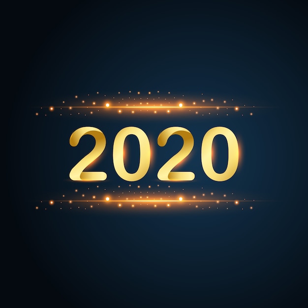 Nouvel An 2020 Scintille D'or Sur Fond Bleu