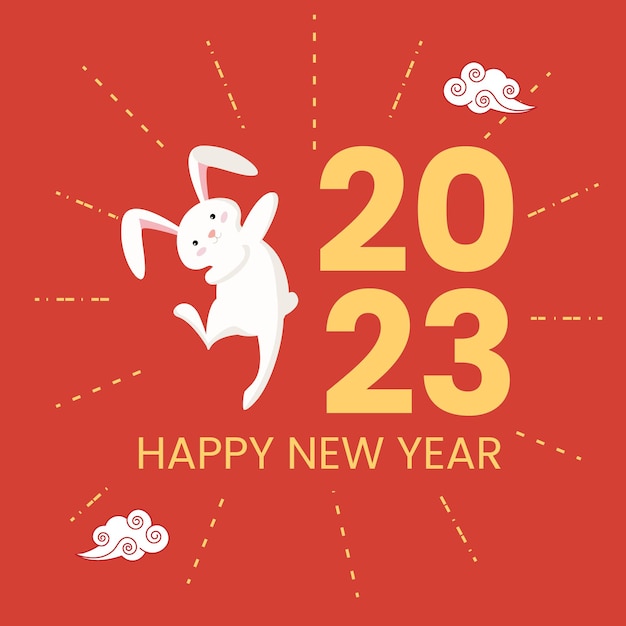 Nouvel an chinois 2023 année du lapin carte de voeux