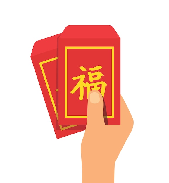 Le Nouvel An chinois Angpao en se tenant par la main