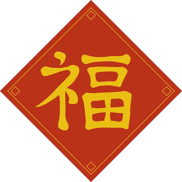 Nouvel an chinois couplet de printemps bonne fortune calligraphie caractère Fu illustration élément graphique