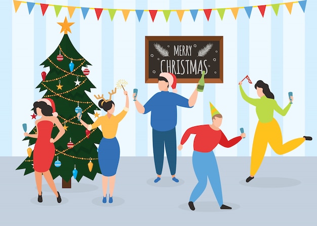 Nouvel An, Fête De Noël, Collègues De Danse Ou Amis