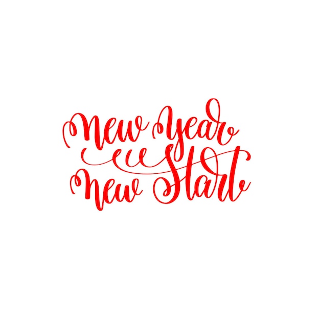 Nouvel an nouveau départ inscription de motivation de lettrage à la main rouge à noël et nouvel an