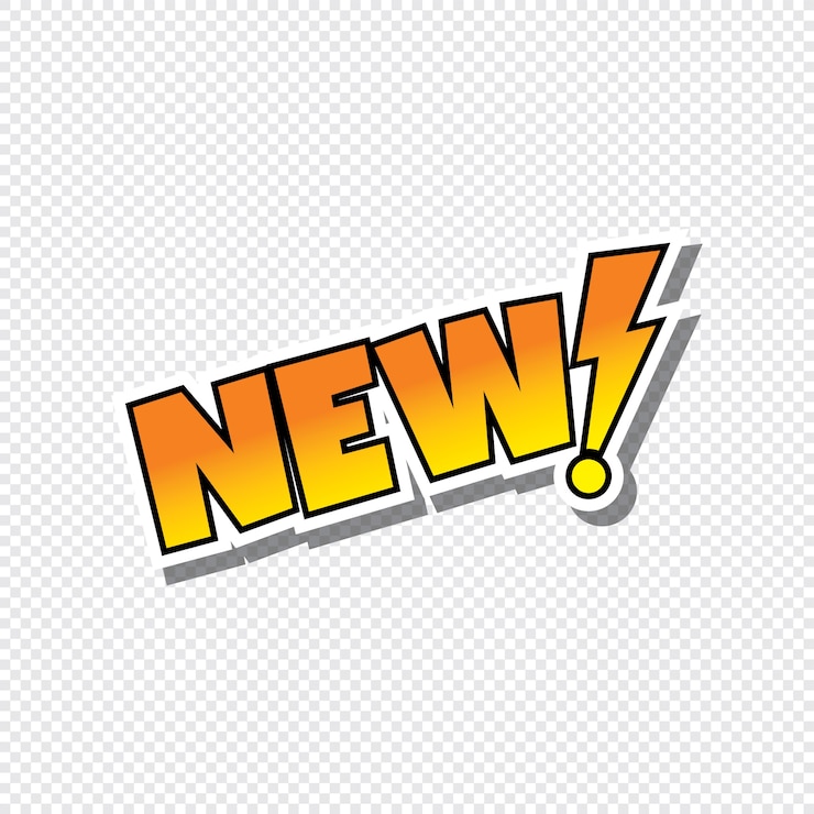 Vecteur nouvel autocollant de texte de dessin animé