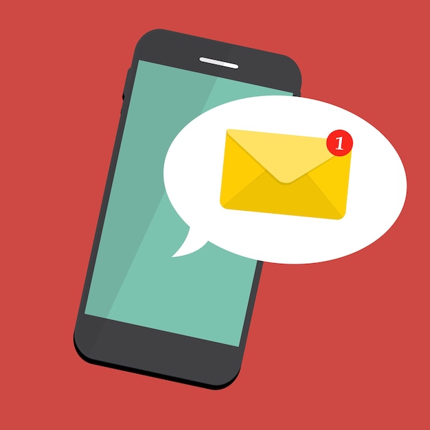 Nouvel e-mail sur le concept de notification de l'écran du smartphone