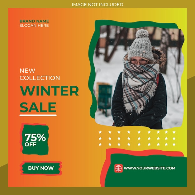 Vecteur nouvelle collection hiver grande vente et bannière de publication sur les réseaux sociaux