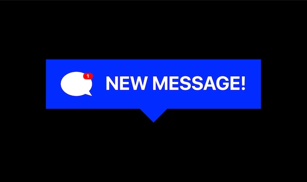 Nouvelle notification de message Illustration vectorielle de réaction des médias sociaux sur fond noir