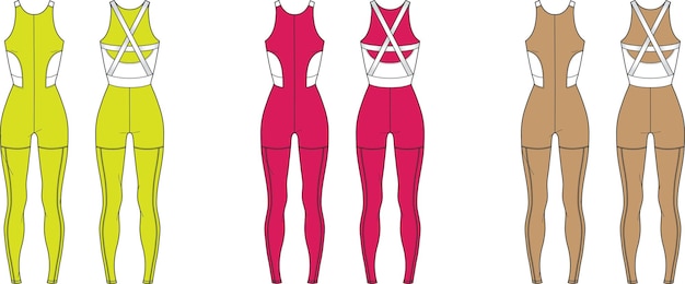 Vecteur nouvelle robe de yoga à rayures flat sketch modèle d'illustration vectorielle de dessin technique