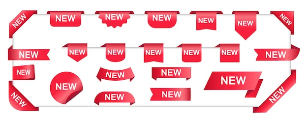 Nouvelles étiquettes et nouveaux autocollants rouges de collection.