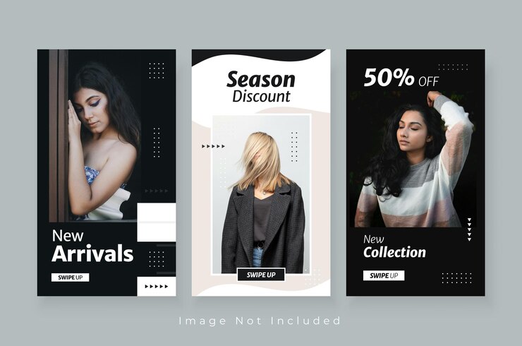 Vecteur les nouvelles histoires d'instagram de la mode à l'arrivée