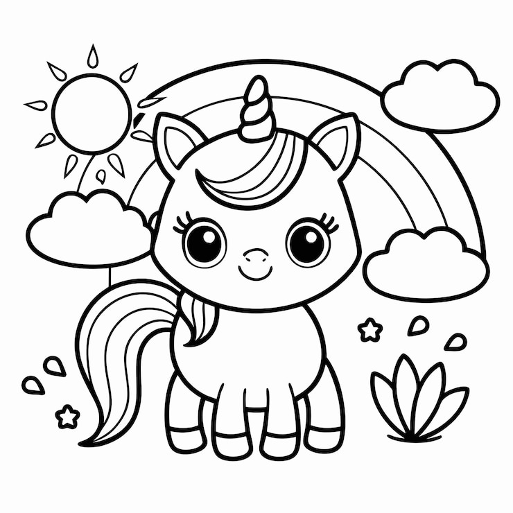 Vecteur une noyade de licorne illustration de livre de coloriage