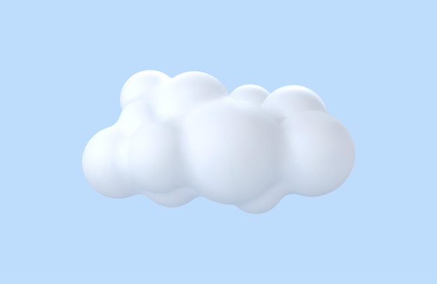 Nuage blanc 3D isolé sur fond bleu Icône de nuage de dessin animé rond Illustration vectorielle 3d