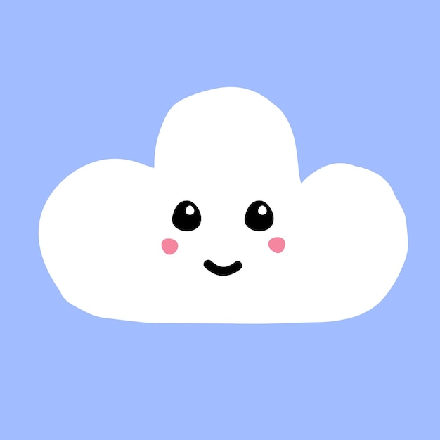 Nuage Blanc De Doodle Dessiné Main Vector Avec Visage