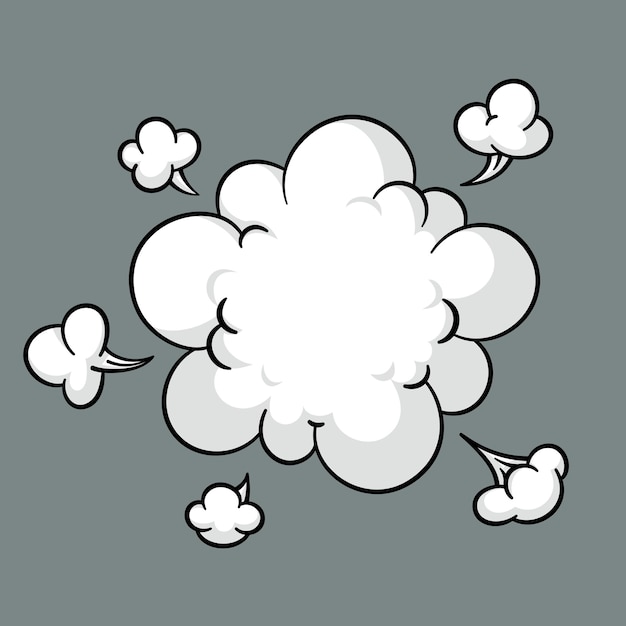 Vecteur nuage comique ou effets de mouvement de dessin animé de fumée et explosions