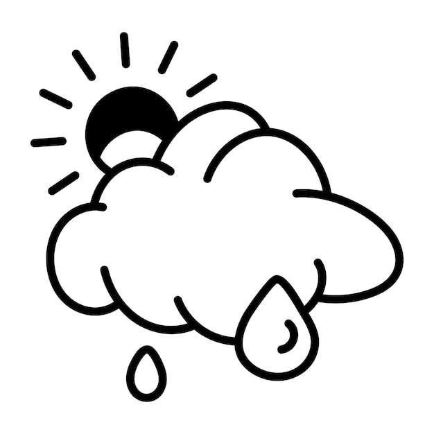 Un nuage de dessin animé avec une goutte de pluie dessus.