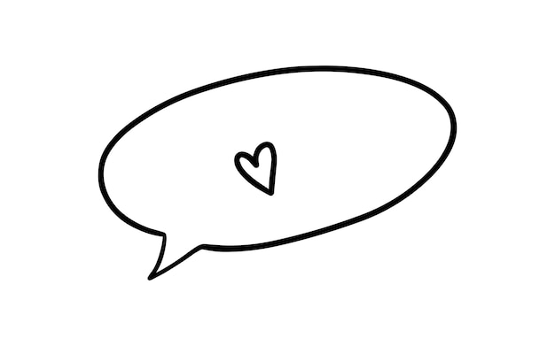 Nuage de dialogue avec coeur à l'intérieur de la déclaration d'amour doodle livre de coloriage de dessin animé linéaire