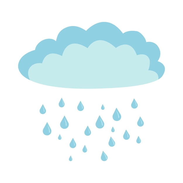 Nuage d'élément vectoriel style plat de pluie de nuage bleu pour les livres ou les affiches de blogs pour enfants