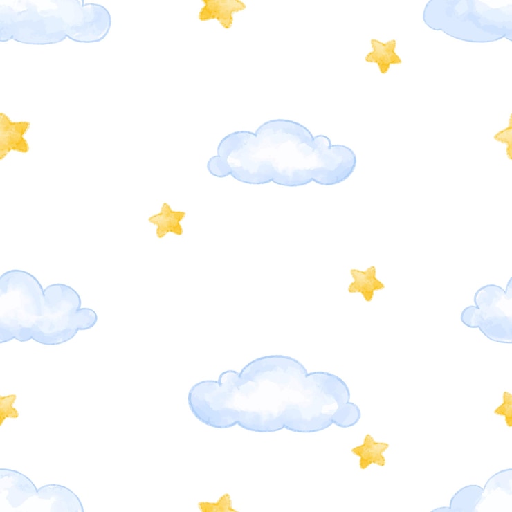 Vecteur nuage et étoiles en modèle sans couture de style aquarelle