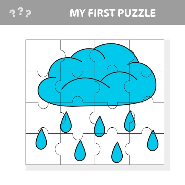 Nuage De Pluie De Puzzle Dans Le Jeu D'éducation De Style Dessin Animé Pour Les Enfants D'âge Préscolaire