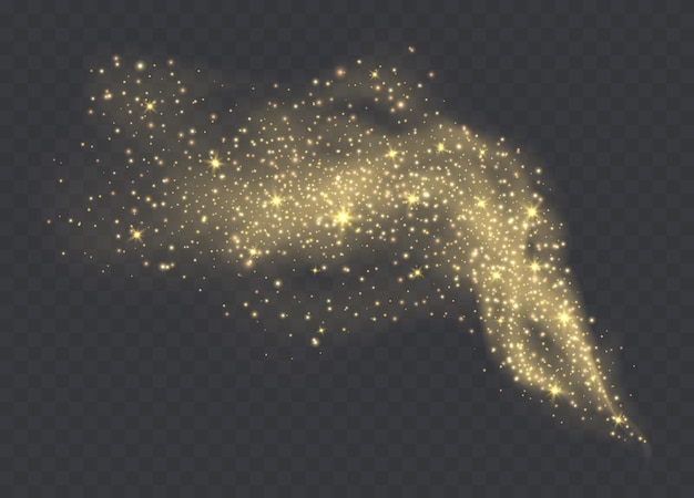 Nuage de poussière dorée avec des étincelles isolées sur fond transparent Fond étincelant Stardust