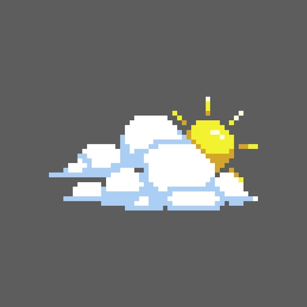 Le nuage et le soleil de pixel art