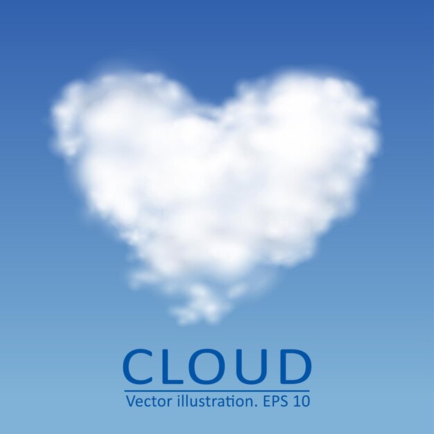 Vecteur nuage vectoriel en forme de cœur sur un ciel bleu collection vectorielle 3