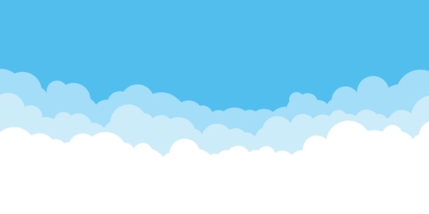 nuages blancs avec fond de ciel bleu frontière de nuages style plat illustration vectorielle