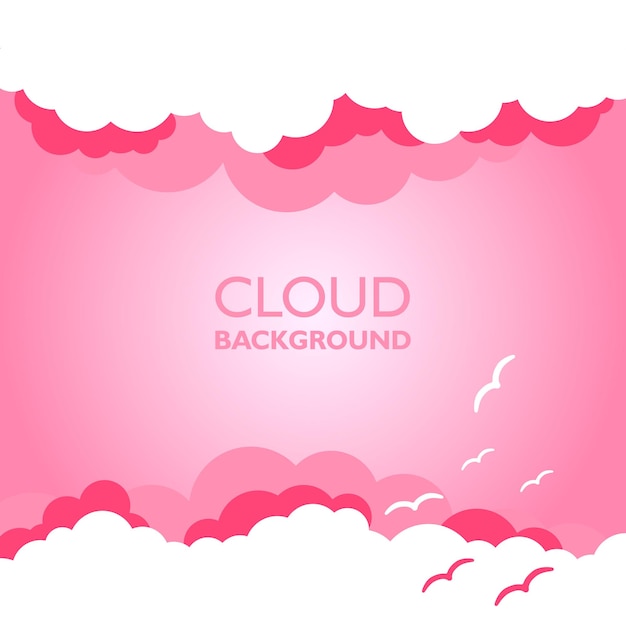 Nuages Dans Le Ciel Avec Des Rayons De Soleil Illustration Vectorielle Plane En Style Cartoon Fond Coloré Rose