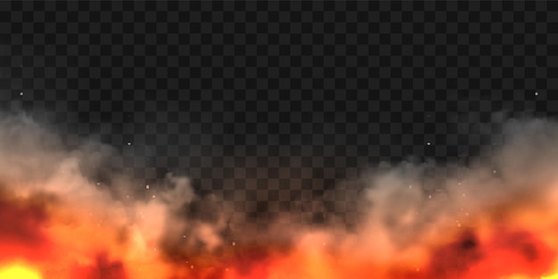 Des nuages de fumée réalistes et des flammes de feu explosion d'explosion de flux de fumée d'objets en feu forêt