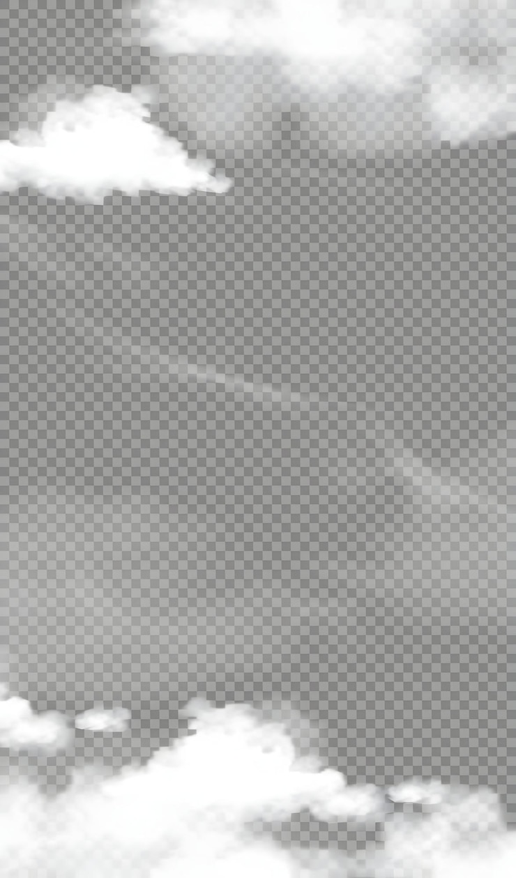 Vecteur des nuages réalistes sur un ciel transparent